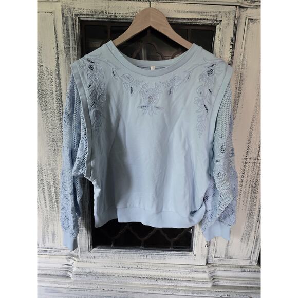 NWT Anthropologie Embroidered Cutwork Sweatshirt - Large - Picture 5 of 5